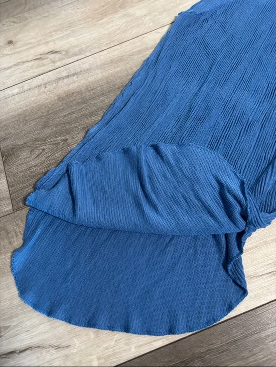 DRIFTER Blue Ribbed Modal Soft Knit Racerback Long Tank Top - Picture 10 of 11